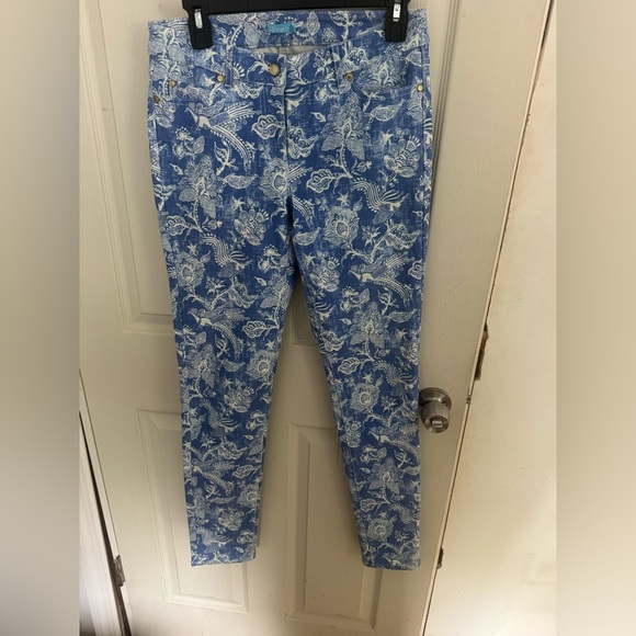 J MCLAUGHLIN NEWPORT CAPRI PANT S HAWAIIAN PRINT TROPICAL CATALINA CLOTH Sz 4 - Picture 2 of 13